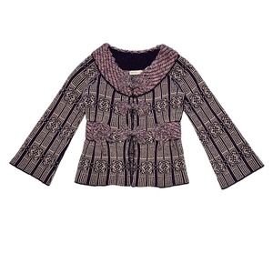 Anthropologie Geometric Knit Blazer in Black and Pink